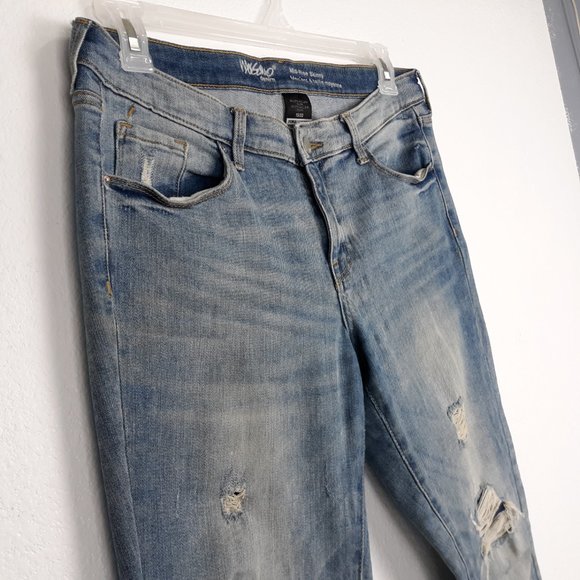 Mossimo Women's Skinny Jeans Size 10/30 Mid Rise Power Stretch Distressed Denim - Picture 3 of 10